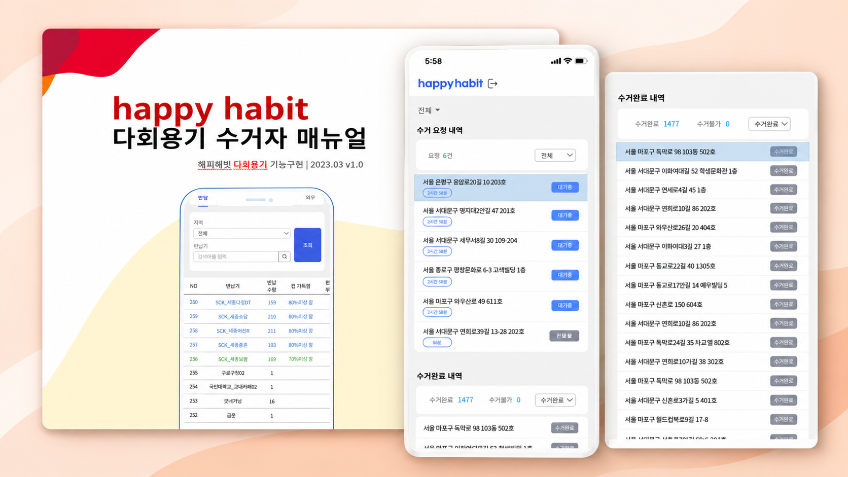 HappyHabit 방문형 다회용기 시스템 프로젝트 이미지 모음