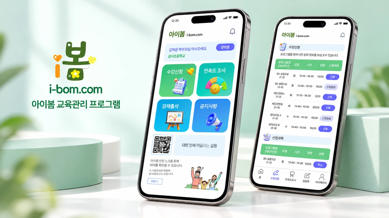 아이봄 교육관리 앱 화면과 서비스 기획